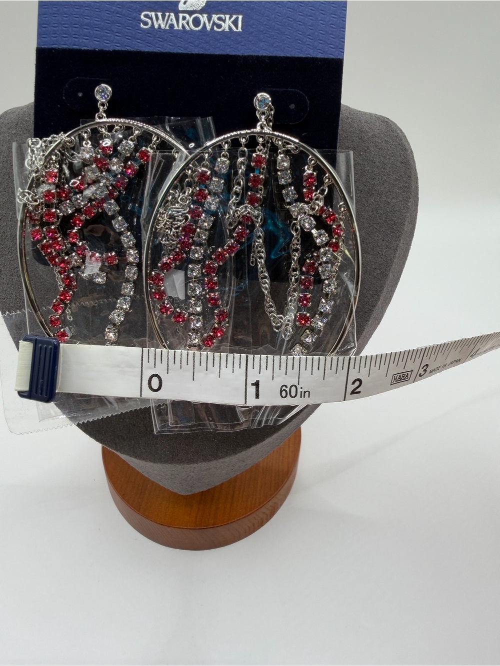 Swarovski Tropical Pink and Clear Crystal Pierced Earrings - Picture 14 of 16